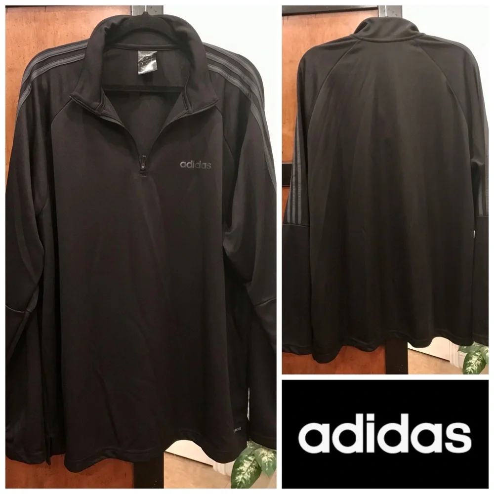 Adidas Climalite 2XL black quarter zip warm up track jacket - Picture 1 of 8